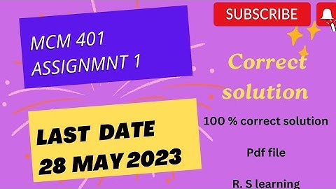 MCM 401 assignment 1 solution 2023 | mcm solution mcm 401