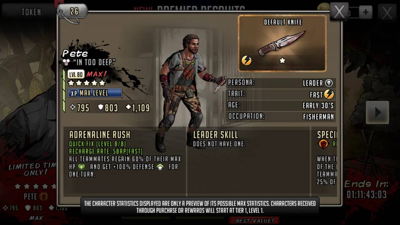 Walking Dead Road To Survival Character Upgrade The walking dead road to survival ☆PETE☆ Character breakdown - YouTube