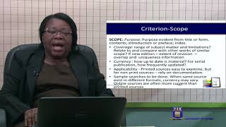INFS 321: Session 3 - Selection & Evaluation of Reference Sources