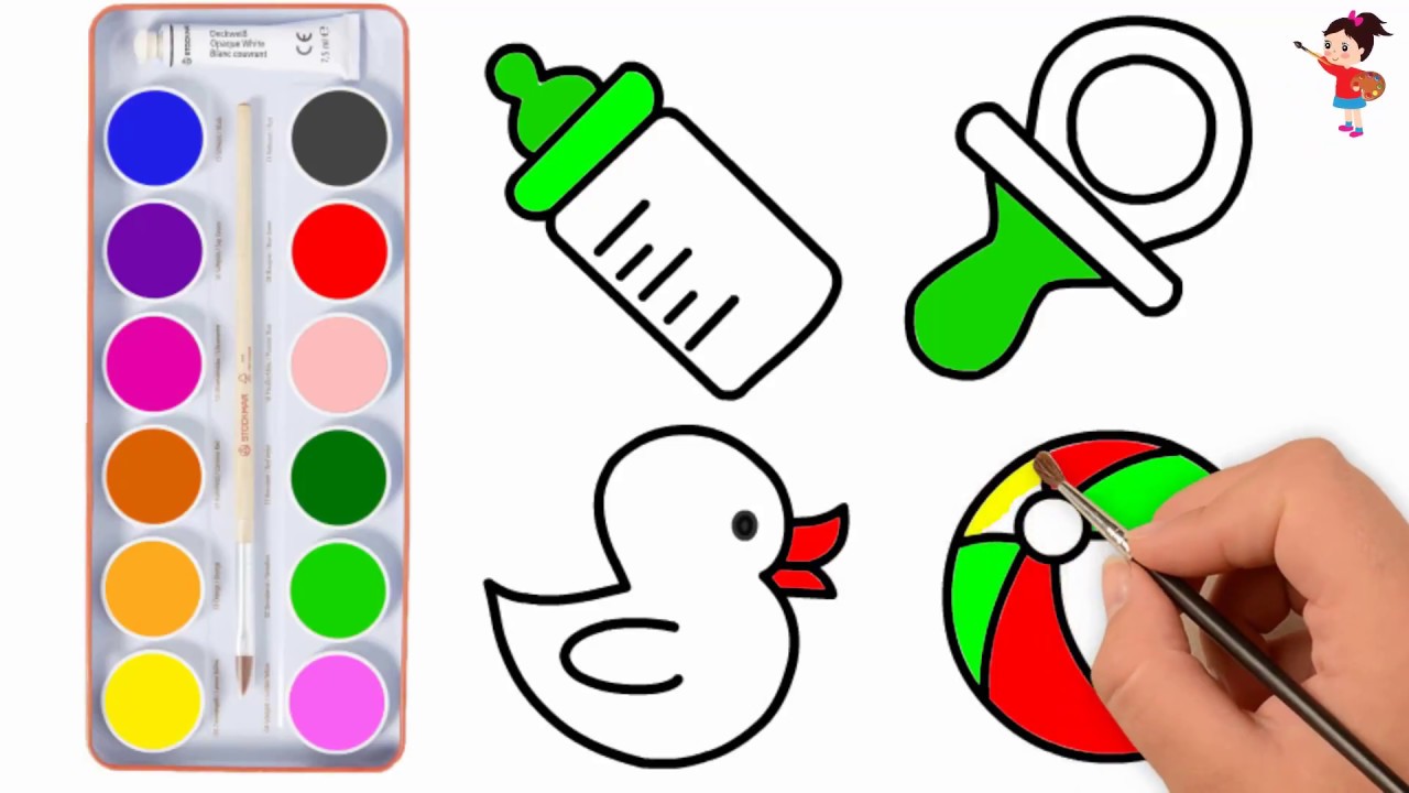 How to Draw Baby Toys with Markers for Kids Baby Accessories Coloring