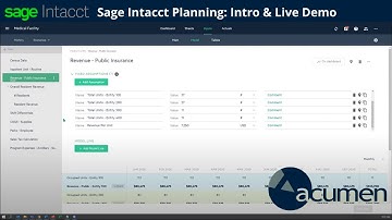 Sage Intacct Planning: Introduction with Live Demo