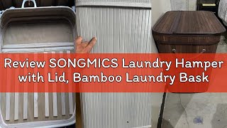 Review SONGMICS Laundry Hamper with Lid, Bamboo Laundry Basket, Removable Machine Washable Laundry B