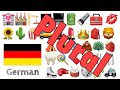 Lerne 400 PLURAL Wörter - Deutsch mit Emojis -  🌻🌵🍿🚌⌚️💄👑🎒🦁🌹🥕⚽🧸🎁