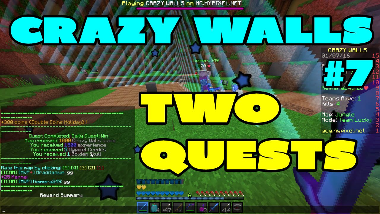 Crazy Walls #7 | TWO QUESTS | Minecraft w/ Kei & Brad - YouTube