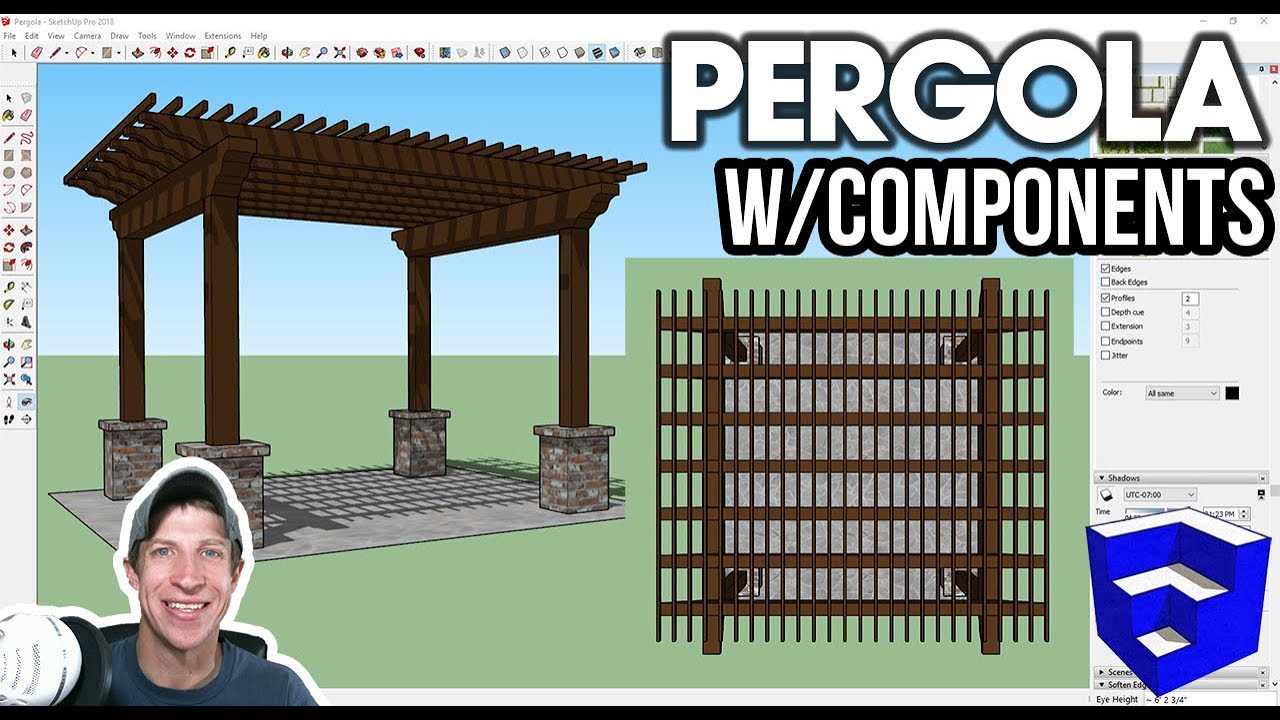 Modeling a Pergola in SketchUp WITH COMPONENTS - YouTube