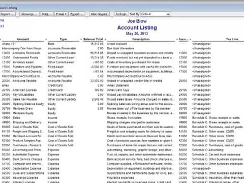 Printing a Chart of Accounts in Quickbooks