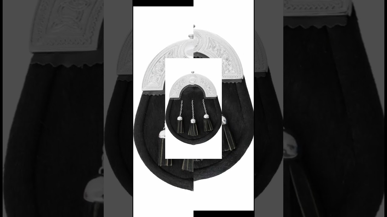 Black Cowhide Skin Black Leather Sporran 