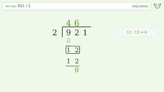 921/2 Long Division — Step-by-Step | Tiger Algebra Solver