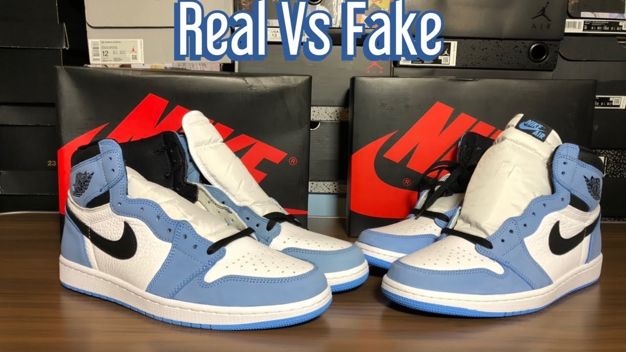 Air Jordan 1 UNC/university blue. Real vs Fake review. @goat and ...