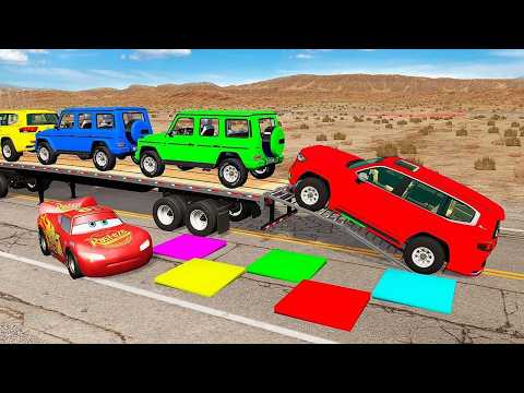 Flatbed Truck Mcqueen | Transportation with Truck - Pothole vs Car #5