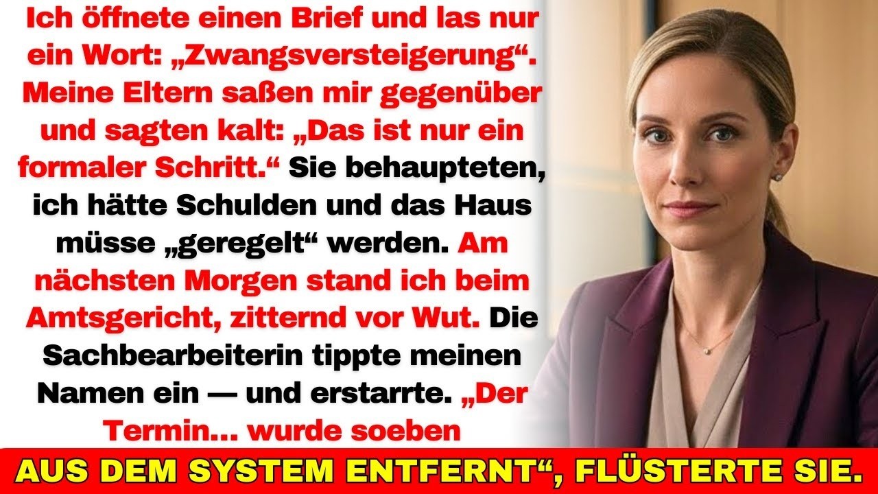 Meine Eltern wollten mein Haus heimlich zwangsversteigern lassen—bis der Termin plötzlich verschwand