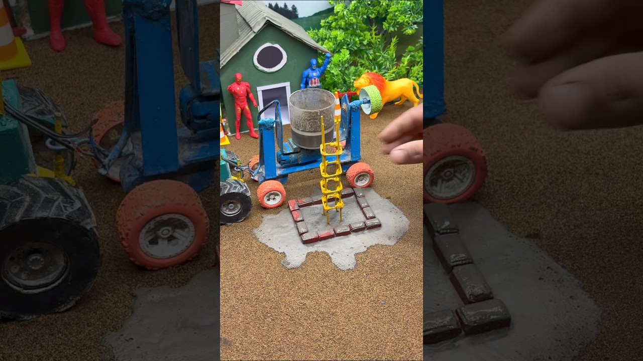 🚜🔥Realistic Mini Tractor Cement Pillar Making with Bricks | Diy Project 