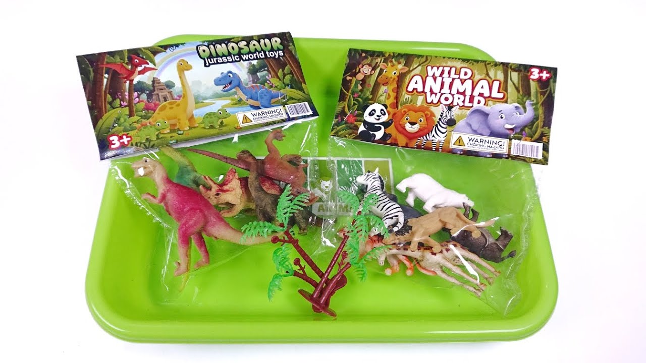 Elephant Giraffe Tiger Lion Rhinoceros and Dinosaur Jurasic World Toys, #ASMR #elephant #animals