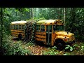 ASMR Bus Restoration | 1994 International School Bus Found Abandoned in Jungle