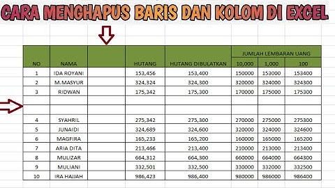 cara menghapus baris dan kolom di microsoft excel||mudah baget