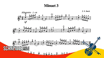 15 - MINUET 3, J. S. BACH | Suzuki Book 1 | Violin Sheet Music | Partitura para Violino