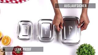 Sattvii Edelstahl Eco Lunchbox & Brotdose D-Lock Serie Product Family