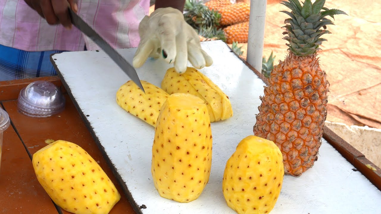 Indian Healthy Street Food Pineapple Masala| Pineapple Masala Recipe | Indian Fruit Cutting Skills