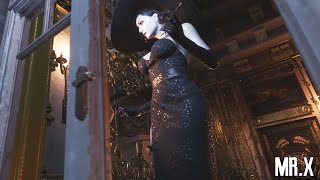 Resident Evil 8 Village Lady Dimitrescu With Black Long Dress Gameplay Pc Mod