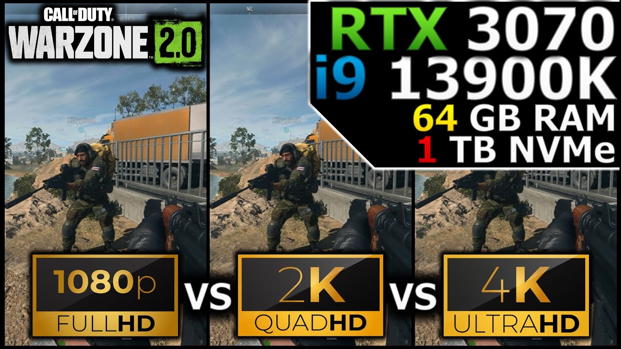 Call of Duty MW II Warzone 2 | 1080p vs 1440p vs 2160p | RTX 3070 | i9 ...