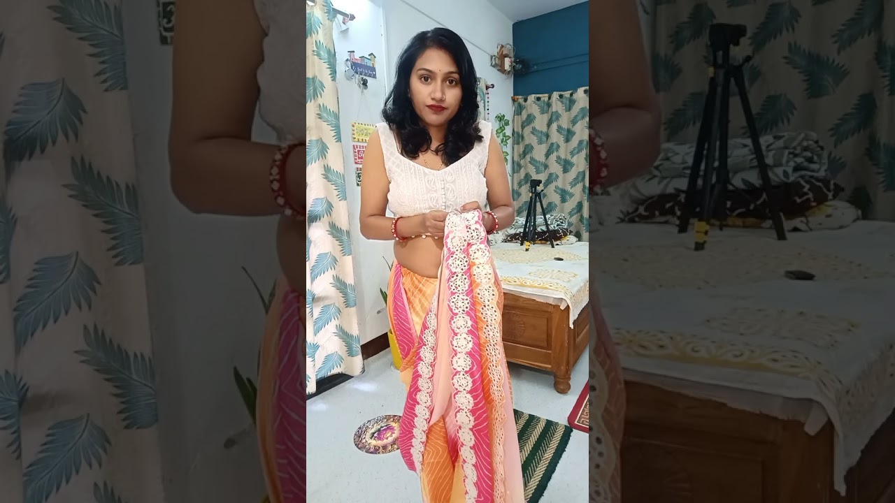 Meesho bandhni saree drapping 