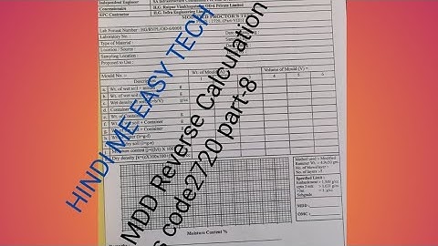 (HINDI ME) MDD Reverse Calculation IS 2720 part-8