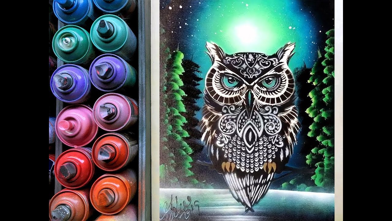 Totem Owl SPRAY PAINT ART by Spray Art Eden スプレーペイントアートエデン YouTube