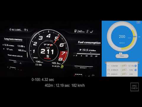 Видео: 370 HP Audi TT-S 8V Stage 1 0-210 km/h acceleration, dragy racelogic