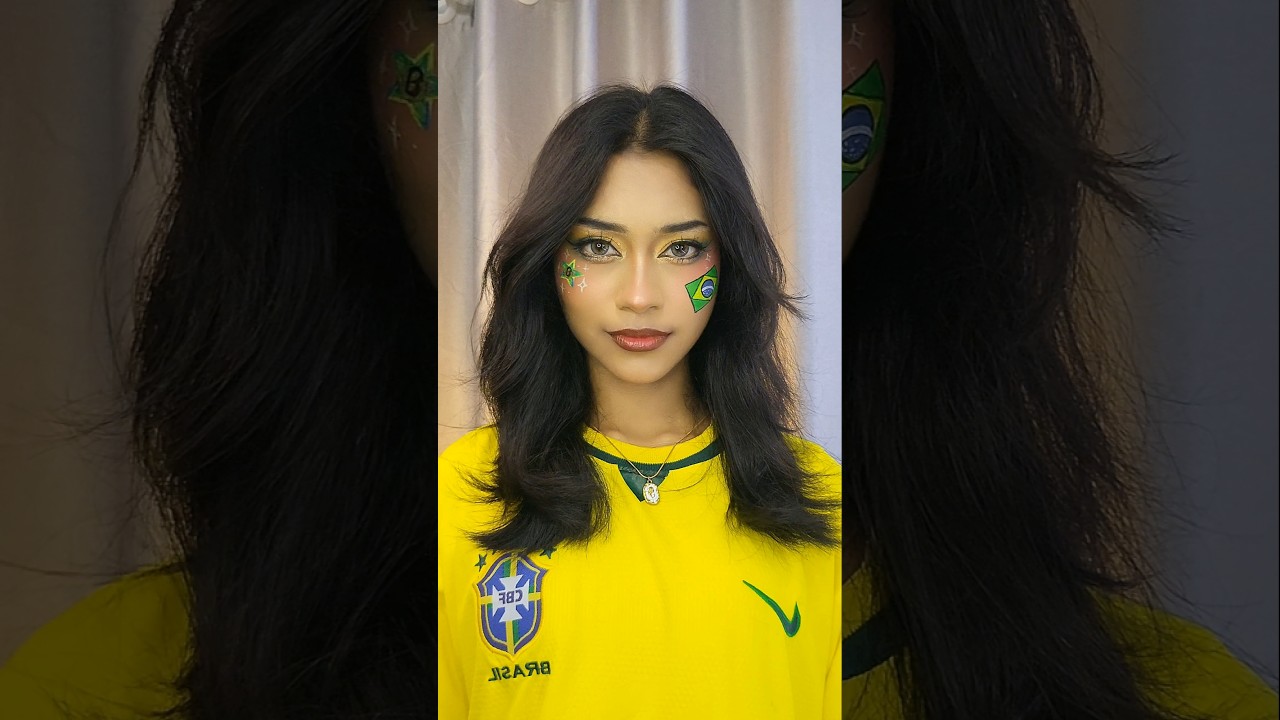 Brasil World Cup Makeup 🇧🇷⚽ ib: @lisabarcelox #football #fifa #brasil #makeup #trending