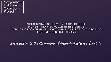 Introduction to the Morgenthau Scholar-in-Residence  (part 1)