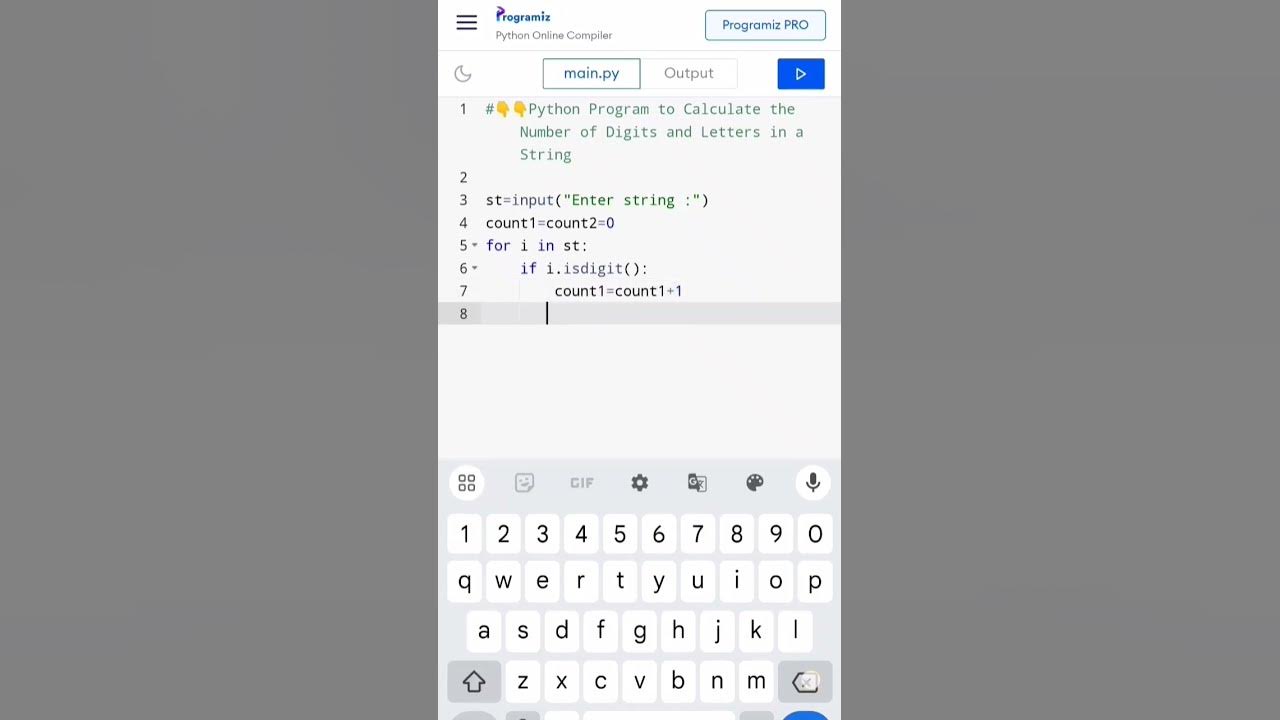 👉👉Python Program to Calculate the Number of Digits and Letters in a ... image.