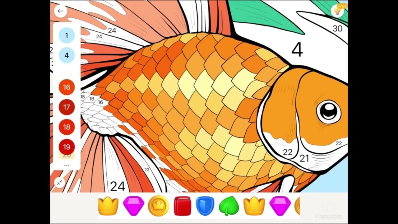 Painting a Fish by PaintByNumber colouring Game || Fun Art for kids & Adults 😍🥰