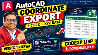 AutoCAD Coordinate Export in 1 Click!  XYZ to Excel Using LISP CODEXP