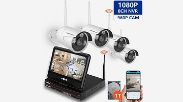 Wireless Security Camera System,SMONET 4CH 1080P Video Security System,4pcs 720P Bullet...