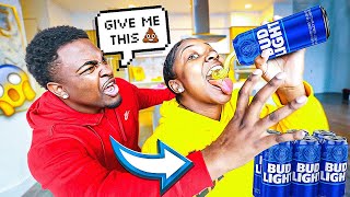 DRINKING BUD LIGHT IN FRONT OF MY BOYFRIEND TO SEE HIS REACTION! *HILARIOUS*