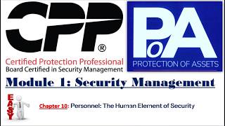 Module 1 - Chapter 10/12:  Personnel The Human Element of Security