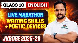 Class 10 English JKBOSE LIVE 🔴 | Writing Skills & Poetic Devices Marathon | 2025-26 Board Exam