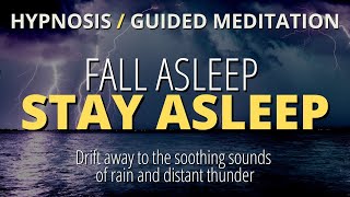 Hypnosis To Fall Asleep Stay Asleep (Strong!) | Relax To Soothing Rainfall | Black Screen