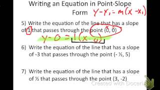 Algebra II Section 2.4 (Writing Linear Functions)