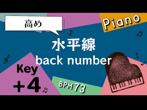 【カラオケ♪＋４キー♪Piano ver】水平線/back number