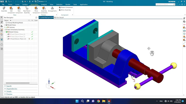 Siemens NX [2022] Tutorial - Vise design Assembly