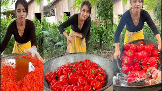 Red bell pepper boiled with egg cook recipe and eat