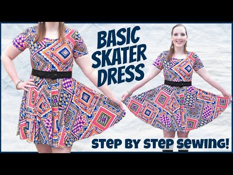 How to Make a Skater Dress without a Pattern  Easy DIY Circle Skirt Dress  with Sleeves 