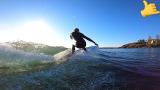 Rock Dodging Close Calls and Follow Cams at Cove - low tide sketchy reef point break - pov Surfing