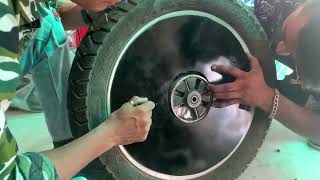 making and installation of wheel cover in CT 100 Bajaj only rs 500