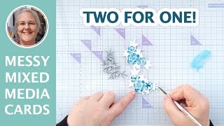 2 Cards from 1 Background! Let's Get Messy with Smooshing and Heat Embossing! [2025/022]
