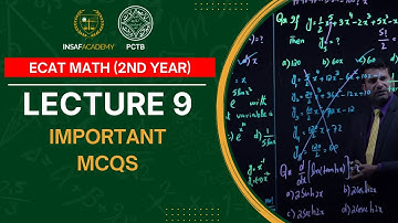 Math ECAT 2nd year | Lecture 09 | Important Mcqs | PCTB Insaf Academy
