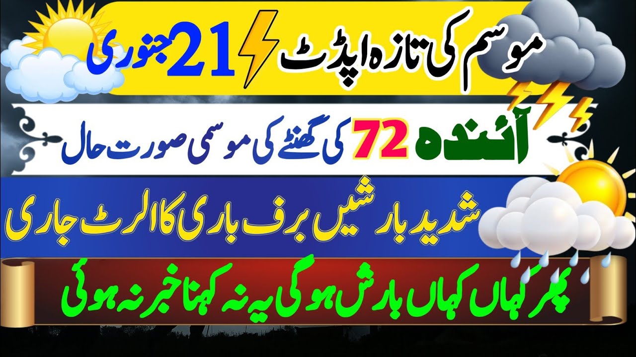 Pakistan Weather Update 21Jan | Heavy Rain, Snowfall & Cold wave in Next 72 Hours | Weather Report