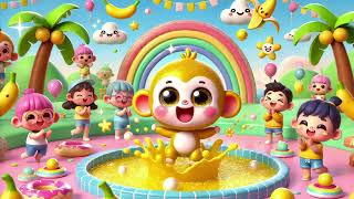 Monkey Turns Pool Into Banana Juice 🍌💦 | Funny Jungle Splash Party 🐒😂 | Giant Banana Pool