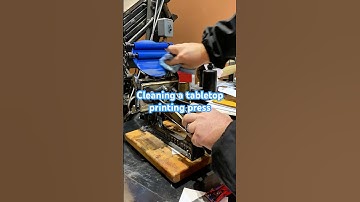 Cleaning blue rubber base ink off of a tabletop printing press using 1K kerosene after a press run
